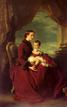 Картина "the empress eugenie holding louis napoleon, the prince imperial, on her knees" художника "винтерхальтер франц ксавер"