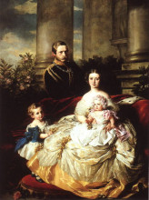 Картина "emperor frederick iii of germany, king of prussia with his wife, empress victoria, and their children, prince william and princess charlotte" художника "винтерхальтер франц ксавер"