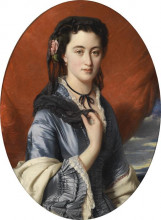 Репродукция картины "portrait of a lady with roses in her hair, (countess pushkina)" художника "винтерхальтер франц ксавер"