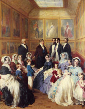 Репродукция картины "queen victoria and prince albert with the family of king louis philippe at the chateau" художника "винтерхальтер франц ксавер"