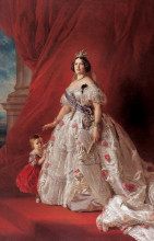Репродукция картины "portrait of queen isabella ii of spain and her daughter isabella" художника "винтерхальтер франц ксавер"