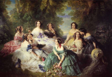 Репродукция картины "empress eugenie, surrounded by her ladies-in-waiting" художника "винтерхальтер франц ксавер"