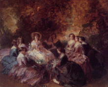 Картина "the empress eugenie surrounded by her ladies in waiting" художника "винтерхальтер франц ксавер"