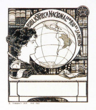 Копия картины "ex libris bibliotheca nacional" художника "висконти элисеу"