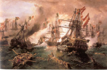 Копия картины "naval battle at lissa" художника "воланакис константинос"