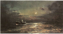 Копия картины "boat at moonlight" художника "воланакис константинос"