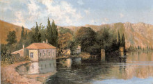 Репродукция картины "seashore of poros" художника "воланакис константинос"