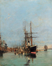 Копия картины "the port of piraeus" художника "воланакис константинос"