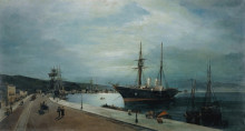 Репродукция картины "moonlit harbour of volos" художника "воланакис константинос"