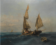 Картина "fishing boat in choppy waters" художника "воланакис константинос"