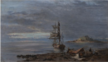 Копия картины "greek frigate at anchor" художника "воланакис константинос"
