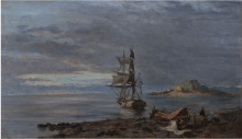 Картина "greek frigate at anchor" художника "воланакис константинос"