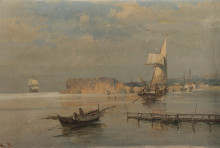 Копия картины "boats in a port" художника "воланакис константинос"