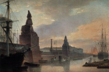 Репродукция картины "sphinxes lining a quay in front of st. petersburg academy of arts" художника "воробьёв максим"
