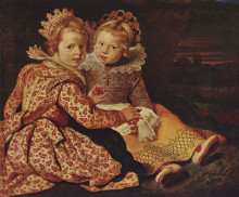 Репродукция картины "two daughters of the painter" художника "вос корнелис де"