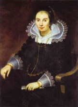 Копия картины "portrait of a lady with a fan" художника "вос корнелис де"
