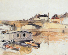 Картина "bridge over river" художника "вреденбург корнелис"