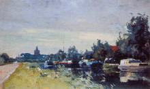 Копия картины "canal at loenen aan de vecht" художника "вреденбург корнелис"