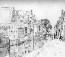 Копия картины "canal in dutch town" художника "вреденбург корнелис"