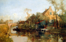 Копия картины "farm next to canal" художника "вреденбург корнелис"