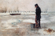 Репродукция картины "fisher on the ice" художника "вреденбург корнелис"