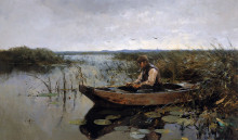 Репродукция картины "fisherman on a poldercanal" художника "вреденбург корнелис"