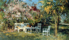 Репродукция картины "garden with blossoming trees" художника "вреденбург корнелис"