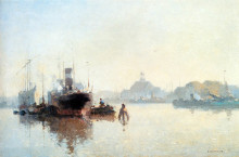 Репродукция картины "harbour at amsterdam" художника "вреденбург корнелис"