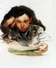 Репродукция картины "portrait of student" художника "врубель михаил"