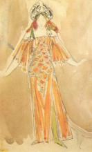 Картина "volkhova, the sea princess (costume design for the opera &quot;sadko&quot;)" художника "врубель михаил"