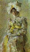 Копия картины "portrait of nadezhda zabela-vrubel, the artist&#39;s wife, in an empire dress" художника "врубель михаил"
