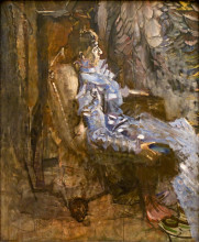 Копия картины "a lady in lilac (portrait of nadezhda zabela)" художника "врубель михаил"