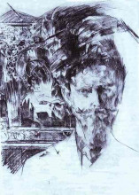 Картина "portrait of doctor fiodor usoltsev with an icon in the background" художника "врубель михаил"