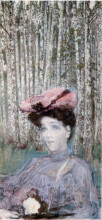 Репродукция картины "portrait of n. zabela-vrubel on the edge of a birch grove" художника "врубель михаил"