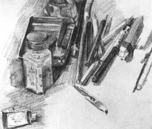Репродукция картины "pencils" художника "врубель михаил"