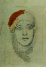 Репродукция картины "woman&#39;s head (emily l. prahova)" художника "врубель михаил"