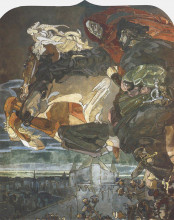 Репродукция картины "flight of faust and mephisto" художника "врубель михаил"