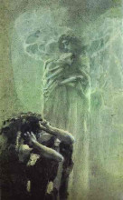 Репродукция картины "demon and angel with tamara&#39;s soul" художника "врубель михаил"