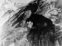 Репродукция картины "demon looking to the valley" художника "врубель михаил"