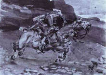 Репродукция картины "скачущий всадник (&quot;несется конь быстрее лани...&quot;)" художника "врубель михаил"