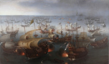 Картина "the battle with the spanish armada" художника "врум хендрик корнелис"