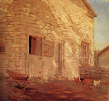 Копия картины "old stone and barn" художника "вуд грант"