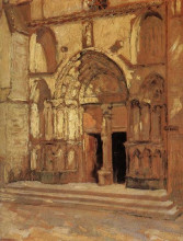 Копия картины "the church doorway" художника "вуд грант"