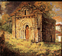 Картина "the little chapel chancelade" художника "вуд грант"
