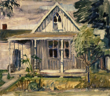 Репродукция картины "sketch for house in american gothic" художника "вуд грант"