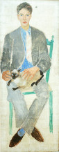 Копия картины "boy with cat, portrait of fr.jean bougoint" художника "вуд кристофер"