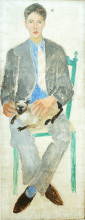 Репродукция картины "boy with cat, portrait of fr.jean bougoint" художника "вуд кристофер"