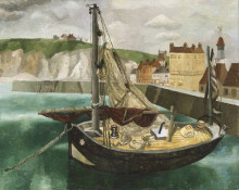 Картина "a fishing boat in dieppe harbour" художника "вуд кристофер"