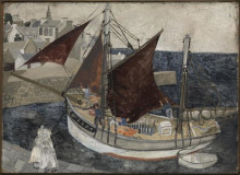 Копия картины "boat in harbour, brittany" художника "вуд кристофер"