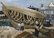 Копия картины "building the boat, tr&#233;boul" художника "вуд кристофер"